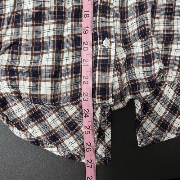 Lucky Brand Top Women Medium Shirt Plaid Flannel Button Down Slit Back Soft - Picture 6 of 8